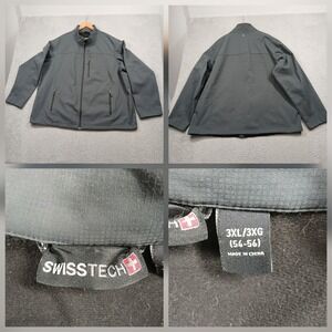 Swiss Tech Softshell Jacket Mens 3XL Gray Full Zip Fleece Lined Outdoor